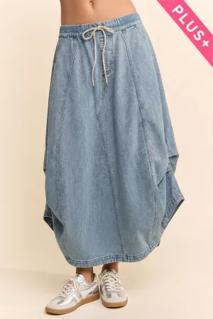 wholesale clothing plus mineral elastic denim parachute midi skirt davi & dani