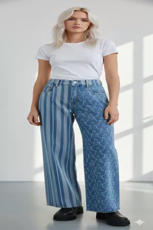 wholesale clothing star and stripe denim pants davi & dani