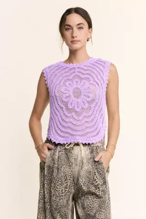 wholesale clothing crochet crop tank top sleeveless open lace floral davi & dani