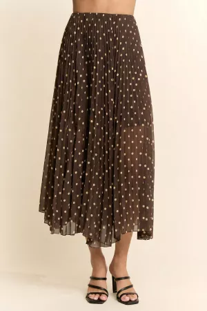 wholesale clothing polka dot pleated midi skirt davi & dani
