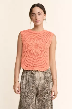 wholesale clothing crochet crop tank top sleeveless open lace floral davi & dani