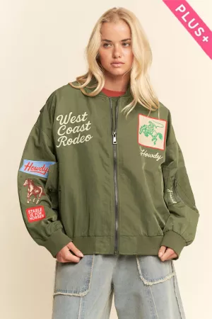 wholesale clothing plus west coast rodeo embroidered bomber jacket davi & dani
