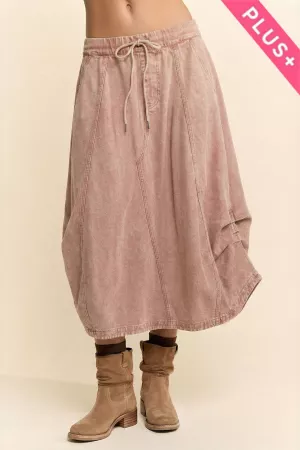 wholesale clothing plus mineral elastic denim parachute midi skirt davi & dani