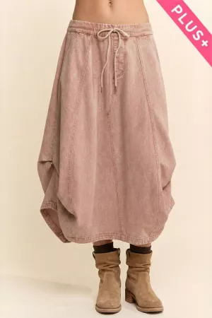 wholesale clothing plus mineral elastic denim parachute midi skirt davi & dani