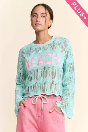 wholesale clothing plus pearl stone beach letter crochet sweater top davi & dani