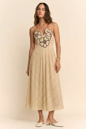 wholesale clothing flower embroidered patchwork smocking midi dress davi & dani