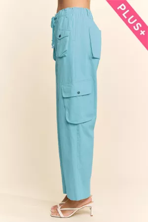 wholesale clothing plus solid twill denim cargo pants davi & dani