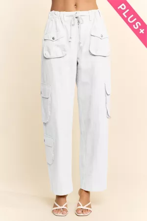 wholesale clothing plus solid twill denim cargo pants davi & dani