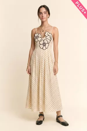 wholesale clothing plus flower embroider patchwork smock midi dress davi & dani