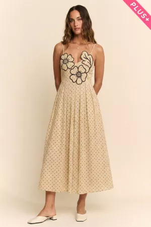 wholesale clothing plus flower embroider patchwork smock midi dress davi & dani