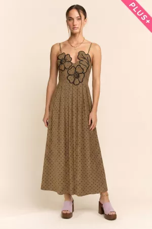 wholesale clothing plus flower embroider patchwork smock midi dress davi & dani