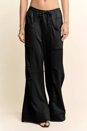 wholesale clothing garment washed panel elastic waist wide leg pants davi & dani