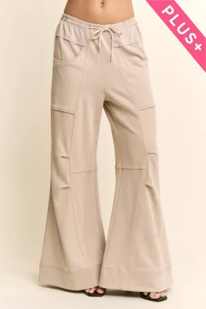 wholesale clothing plus garment panel elastic waist wide leg pants davi & dani