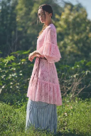 wholesale clothing sheered lace tiered sleeve flowy tunic top davi & dani