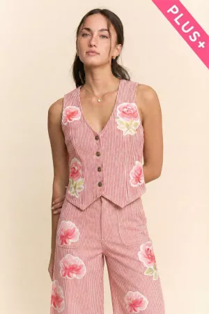 wholesale clothing plus flower sleeveless ribbed cropped knit vest davi & dani