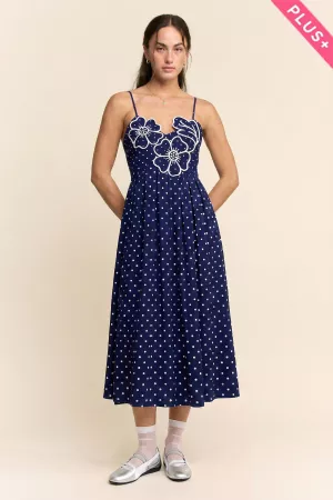 wholesale clothing plus flower embroider patchwork smock midi dress davi & dani