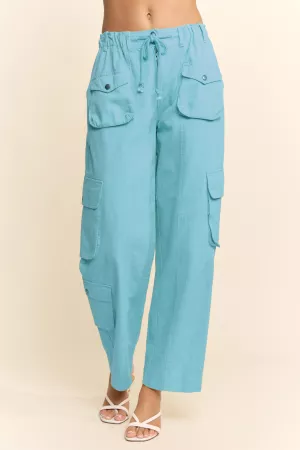 wholesale clothing solid twill denim cargo pants davi & dani