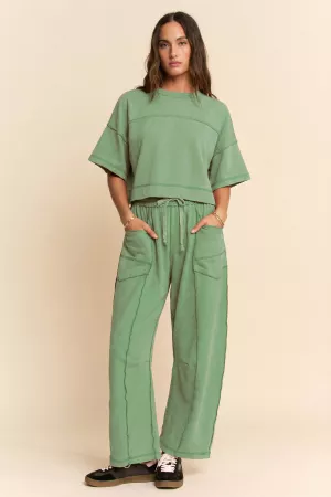 wholesale clothing mineral washed exposed barrel pants set davi & dani