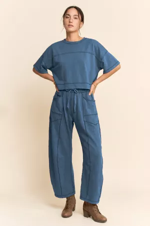 wholesale clothing mineral washed exposed barrel pants set davi & dani