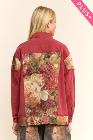 wholesale clothing plus stone denim jacquard panel midi jacket davi & dani