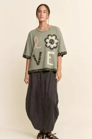 wholesale clothing love letter patchwork top davi & dani