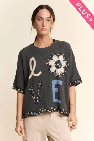 wholesale clothing plus love letter patchwork top davi & dani