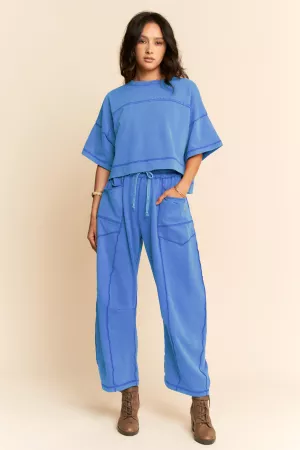 wholesale clothing mineral washed exposed barrel pants set davi & dani