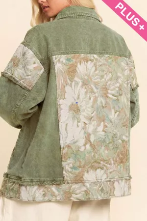 wholesale clothing plus stone denim jacquard panel midi jacket davi & dani