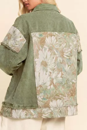 wholesale clothing stone washed denim jacquard panel midi jacket davi & dani