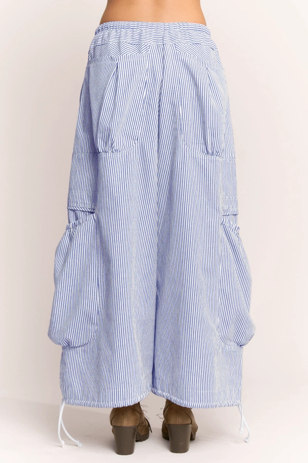 wholesale clothing striped drawstring wide leg barrel pants davi & dani