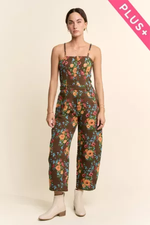 wholesale clothing plus floral jumpsuit spaghetti square neckline davi & dani