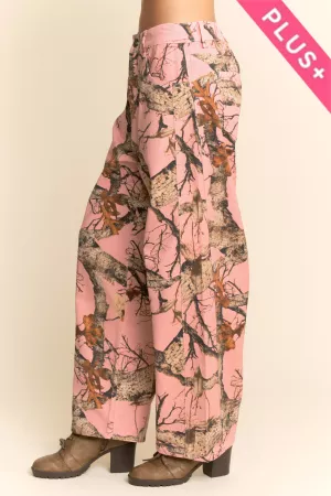 wholesale clothing plus tree camo relaxed wide leg pants davi & dani