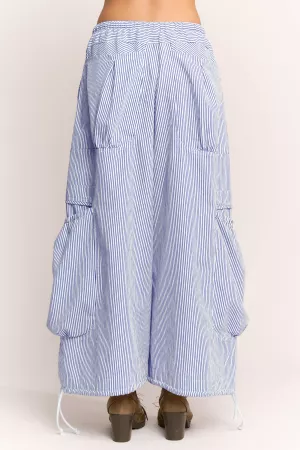 wholesale clothing striped drawstring wide leg barrel pants davi & dani