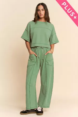 wholesale clothing plus mineral washed exposed barrel pants set davi & dani