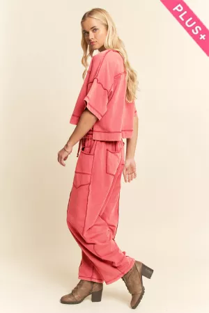 wholesale clothing plus mineral washed exposed barrel pants set davi & dani