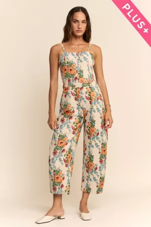 wholesale clothing plus floral jumpsuit spaghetti square neckline davi & dani