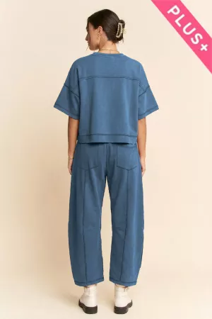 wholesale clothing plus mineral washed exposed barrel pants set davi & dani