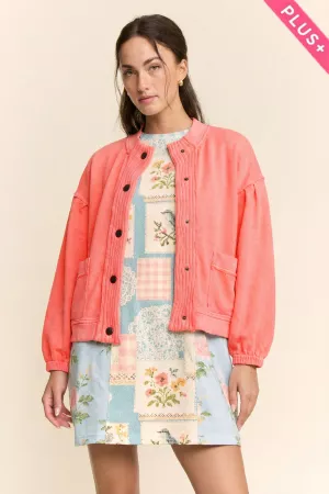 wholesale clothing plus ribbed cropped bomber button front cardigan davi & dani