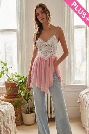 wholesale clothing plus lace camisole sheer chiffon trim cami top davi & dani