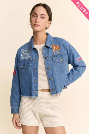 wholesale clothing plus button up west coast denim trucker jacket davi & dani