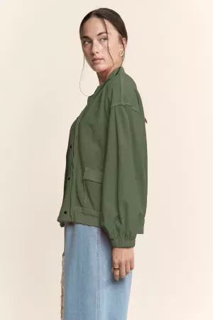 wholesale clothing ribbed cropped bomber button front cardigan davi & dani