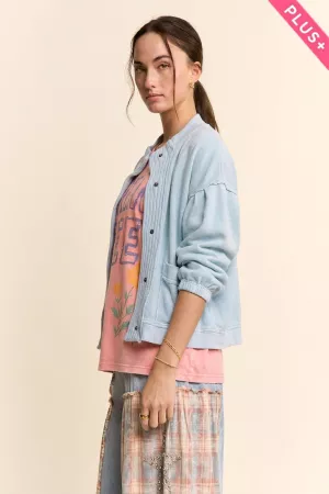 wholesale clothing plus ribbed cropped bomber button front cardigan davi & dani