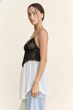 wholesale clothing lace camisole sheer chiffon trim cami top davi & dani
