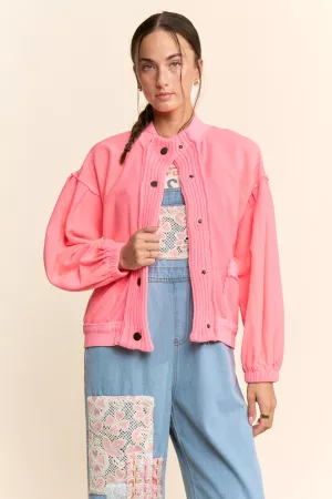 wholesale clothing ribbed cropped bomber button front cardigan davi & dani