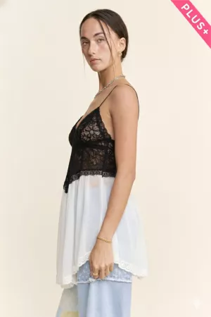 wholesale clothing plus lace camisole sheer chiffon trim cami top davi & dani