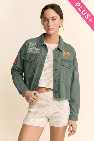 wholesale clothing plus button up west coast denim trucker jacket davi & dani