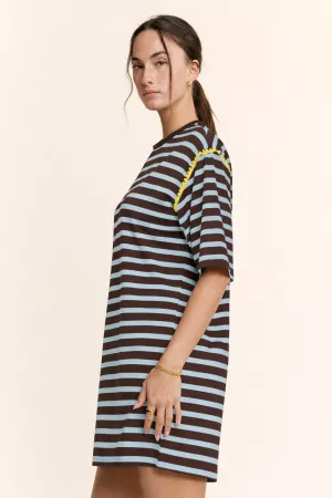 wholesale clothing casual horizontal stripes short sleeve mini dress davi & dani