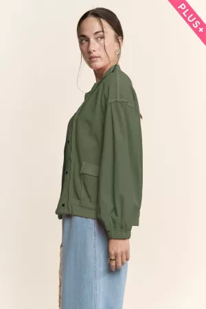 wholesale clothing plus ribbed cropped bomber button front cardigan davi & dani