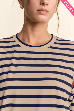 wholesale clothing plus horizontal stripes short sleeve mini dress davi & dani