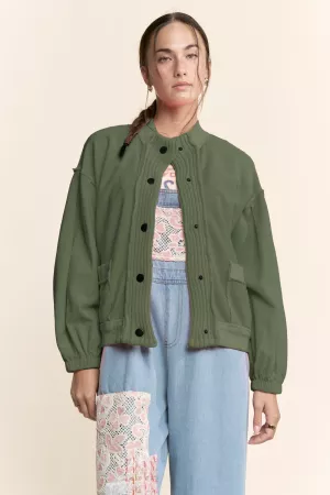 wholesale clothing ribbed cropped bomber button front cardigan davi & dani